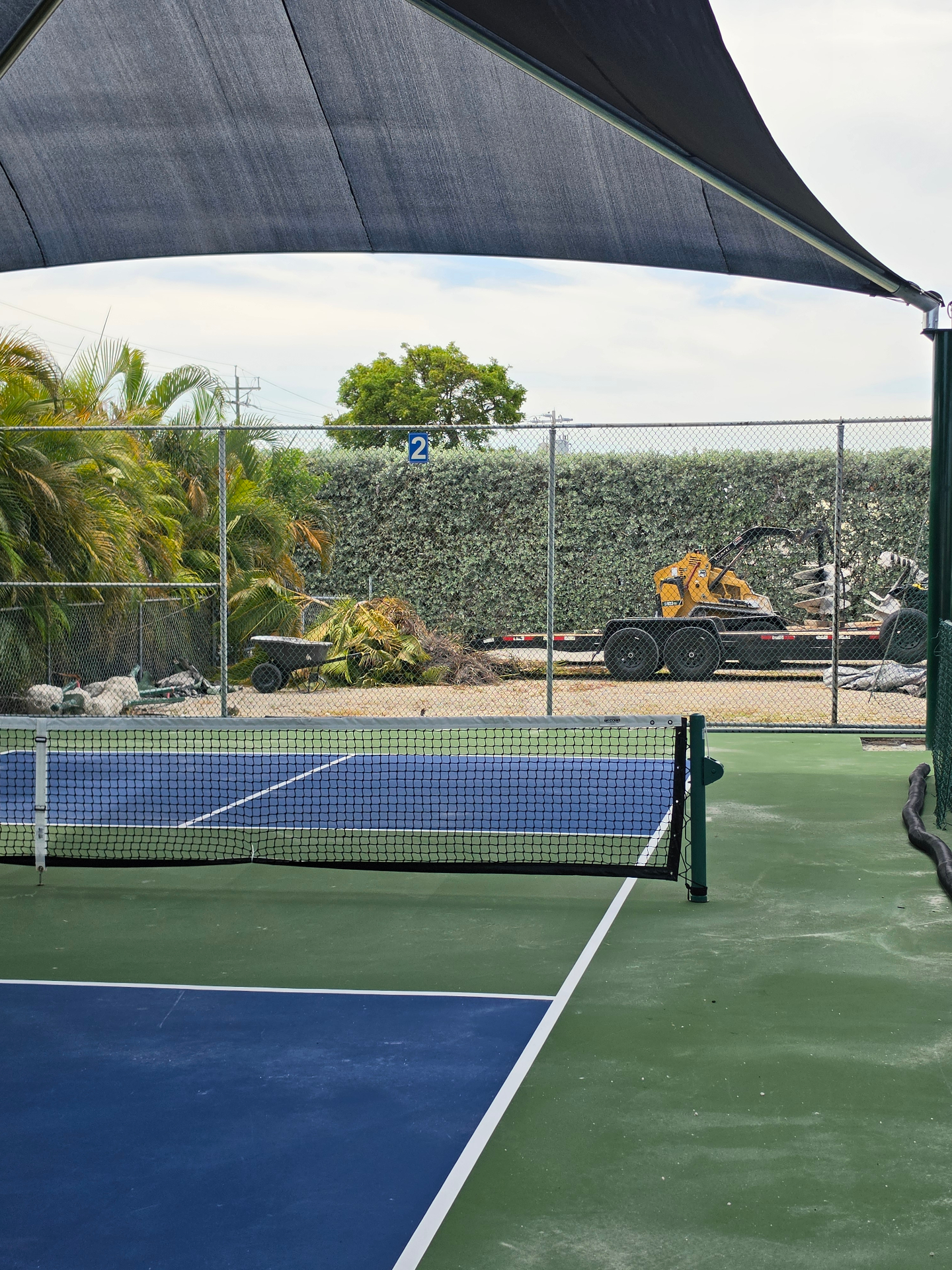 Pickleball court view through the net at Key Colony Beach in the Florida Keys