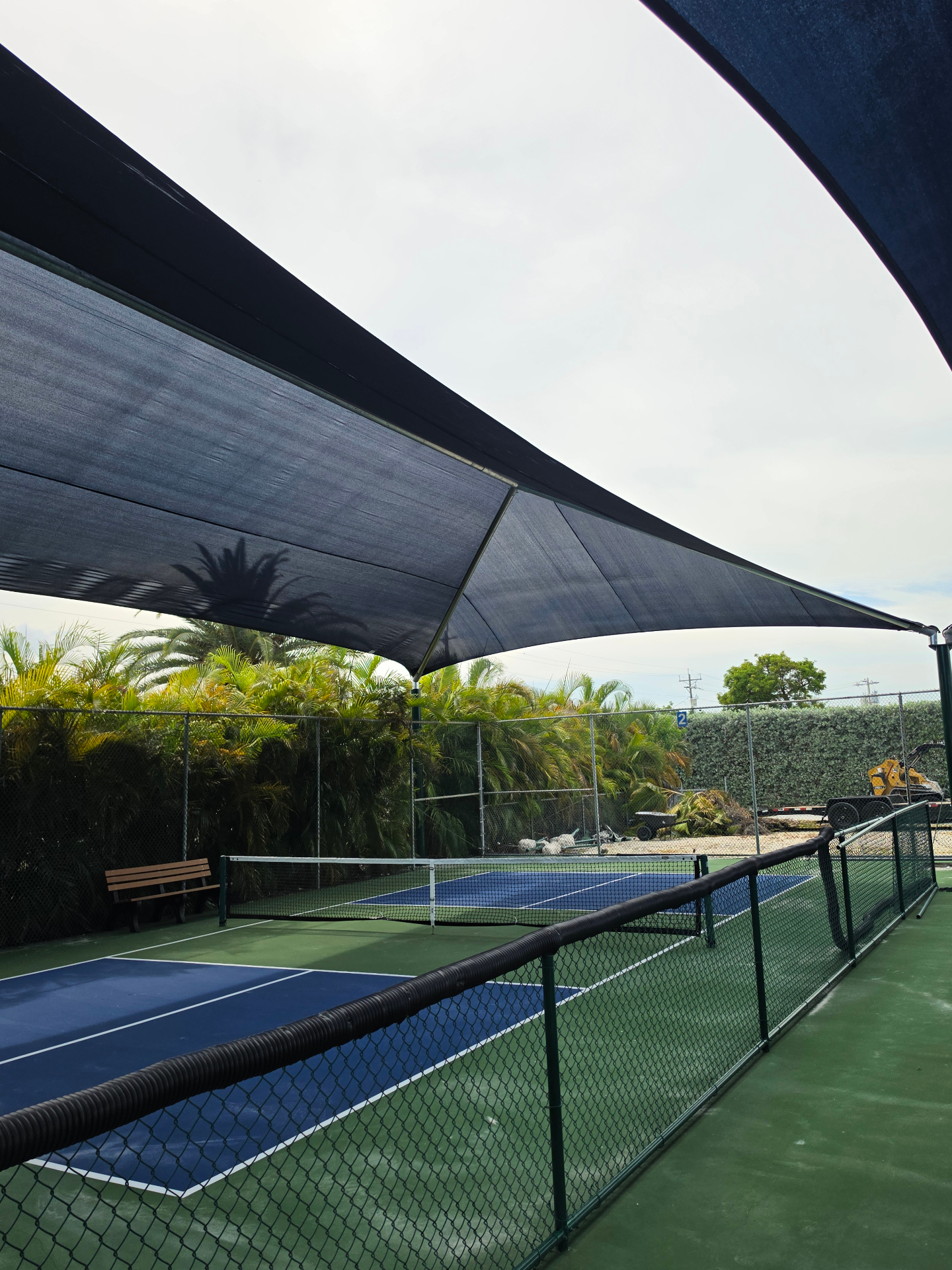 Wide view of the shaded pickleball courts at Key Colony Beach, Florida